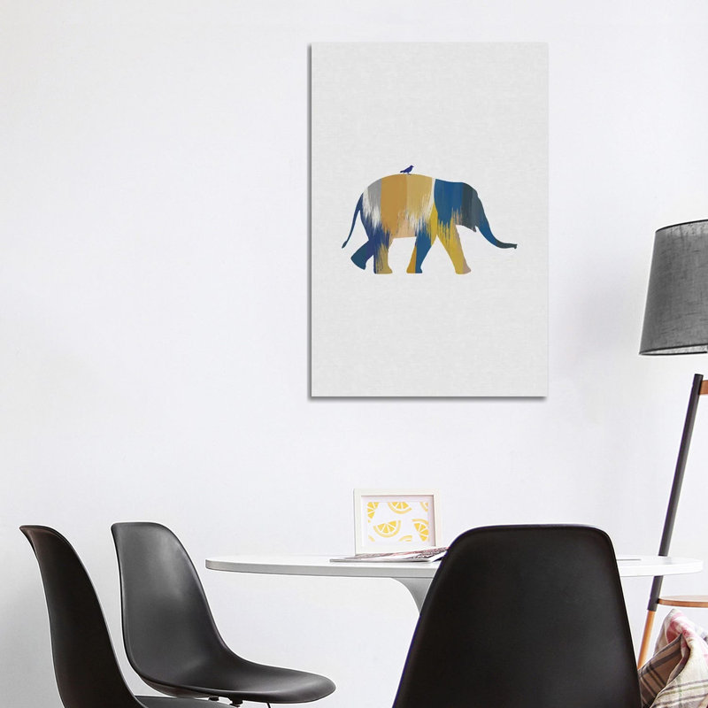 Elephant Blue And Yellow by Orara Studio - Wrapped Canvas Gallery-Wrapped Canvas Giclée, 101.6 cm H x 66.04 cm W x 1.91 cm D