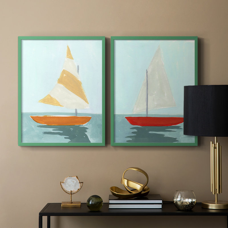 Petite voile I-Premium, reproduction encadrée - prête à être accrochée - aucun clou requis - aucun clou requis, Gris