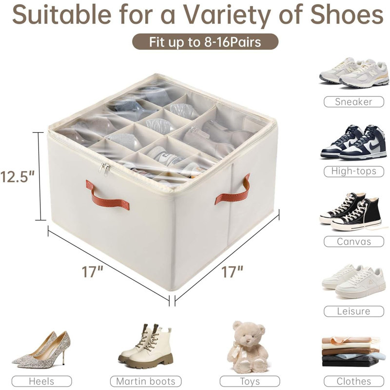 2-pack Foldable Shoe Storage Bins