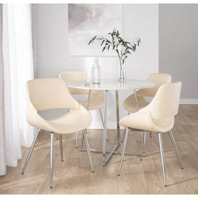 Najrin Faux Leather Upholstered Side Chair with Tapered Metal Legs