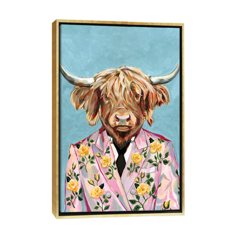 « Vache » par Heather Perry-impression, Pas de tapis, H 60 po x l 40po x P 1,5 po, Toile encadrée d'or
