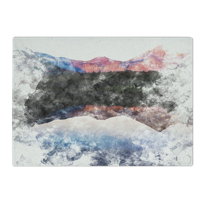 Tempered Glass Mountains Reflecting in Montana Chopping Board, 28.5 cm x 39 cm
