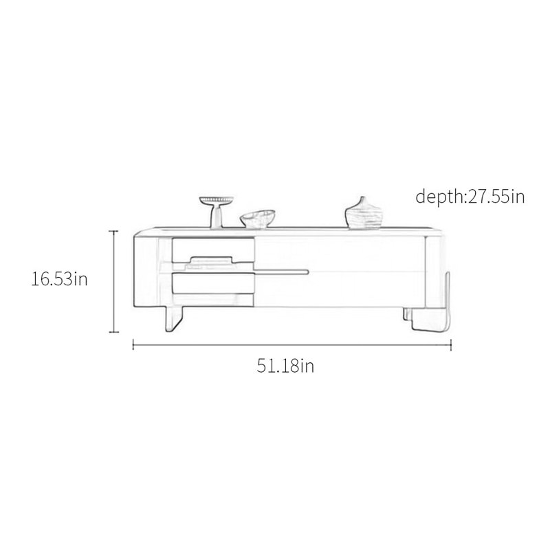 Table basse moderne simple et luxueuse, H 16,53 po x L 51,18 po x l 27,55 po
