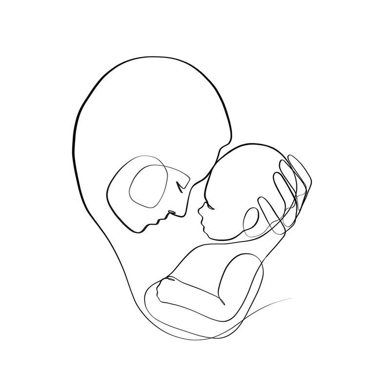 «Mom and Child» par Dane Khy, reproduction d'art sur toile tendue, H 12 po x l 12 po x P 0,75 po