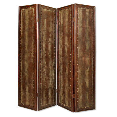 Guthir Brown Faux Leather Reptillian Screen