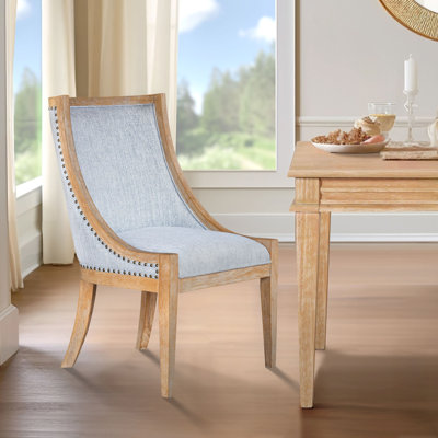 Bedford Elmcrest Light Blue Upholstered Dining Chair with Nailhead Trim