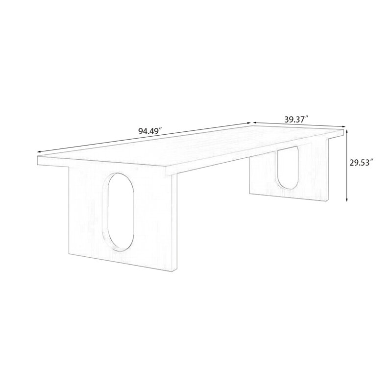 Table de conférence rectangulaire en bois massif noir et noyer, H 29,53 po x L 94,49 po x l 39,37 po