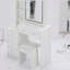 37" Middle Size Left Bedside Cabinet Vanity Table + Cushioned Stool, Large Sliding, Touch Control, Tri-colour Switching, Brightness Adjust LED Mirror, High Capacity Storage, Suitable for Middle Space-610279356