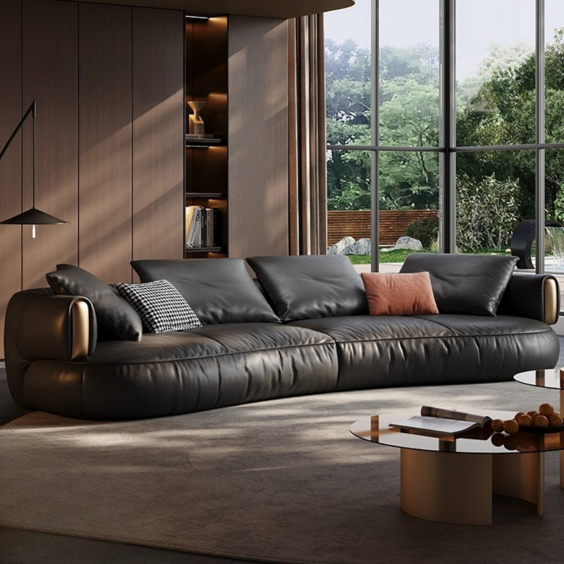 Canapé noir créatif et décontracté, H 26,77 po x l 110,24 po x P 49,21 po, 4