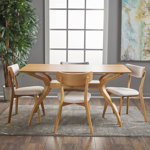 Bryona 59" 4-Person Wood Trestle Dining Set with Upholstered Chairs