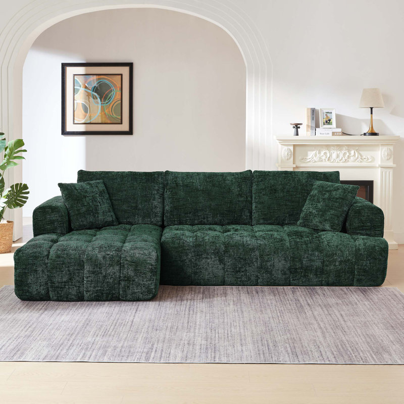 Chenille L-Shape Luxury Sectional Oversized Sofa,Mnimalist Design,Comfy Sleeper Couch for Living Room,Apartment&Reception Spaces,No Assembly Required