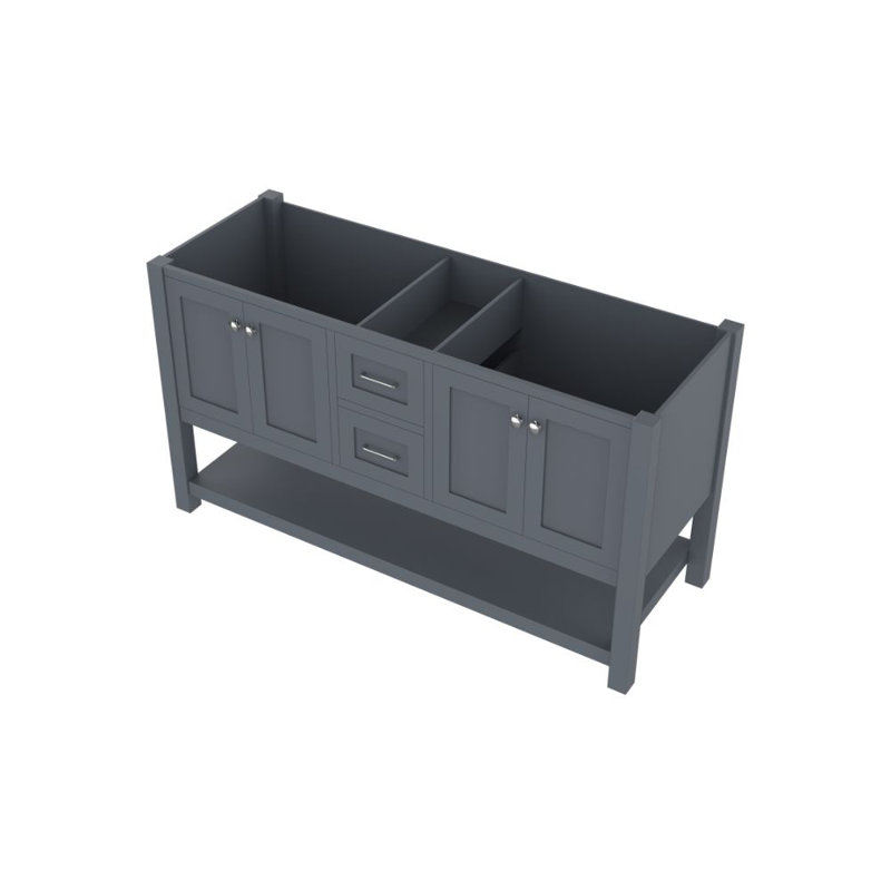 Base de meuble-lavabo double 59 po Wilmington seulement, gris