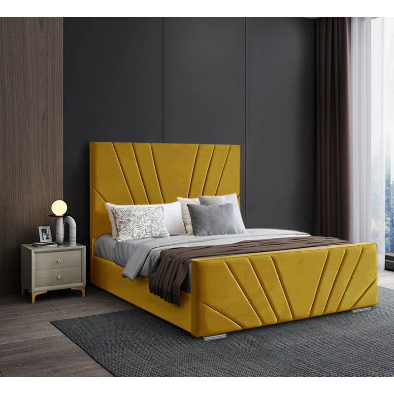 Ammaria Upholstered Bed, Mustard, Double (4'6)