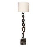 80" Natural Horn Floor Lamp - Wildebeest Hide Base - White Burlap Shade