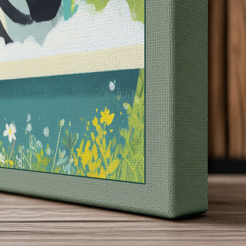 Zebra In The Tub Illustrative - Print, 24x16 - 61.0 x 40.6 cm, Sage Border