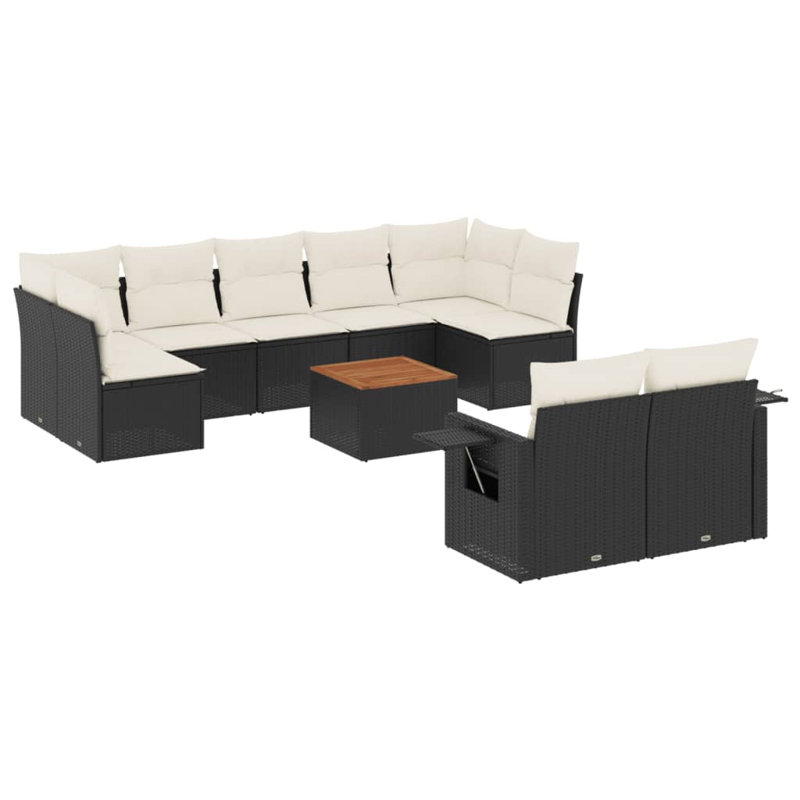 Ensemble de canapé de jardin Vidaxl noir, blanc crème