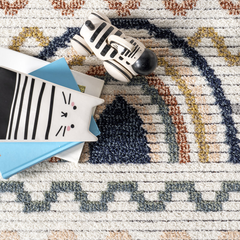 Kaarina Multi Rainbow Kids Fringe Area Rug_Blue, Rectangle 3' x 5'