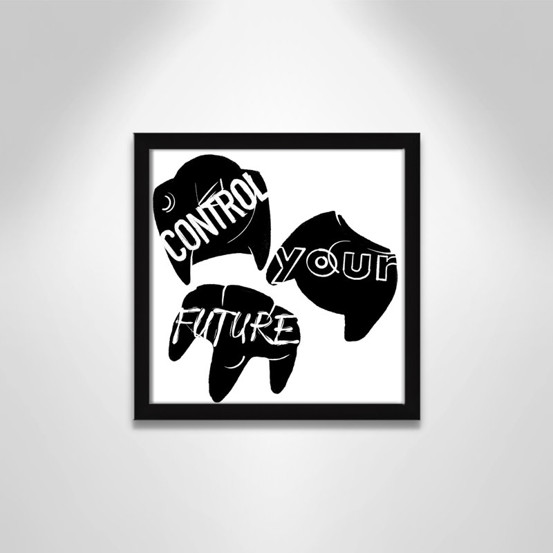 «Control your future», art encadré, H 13 po x l 13 po x P 1,19 po, Encadré de boîte noir