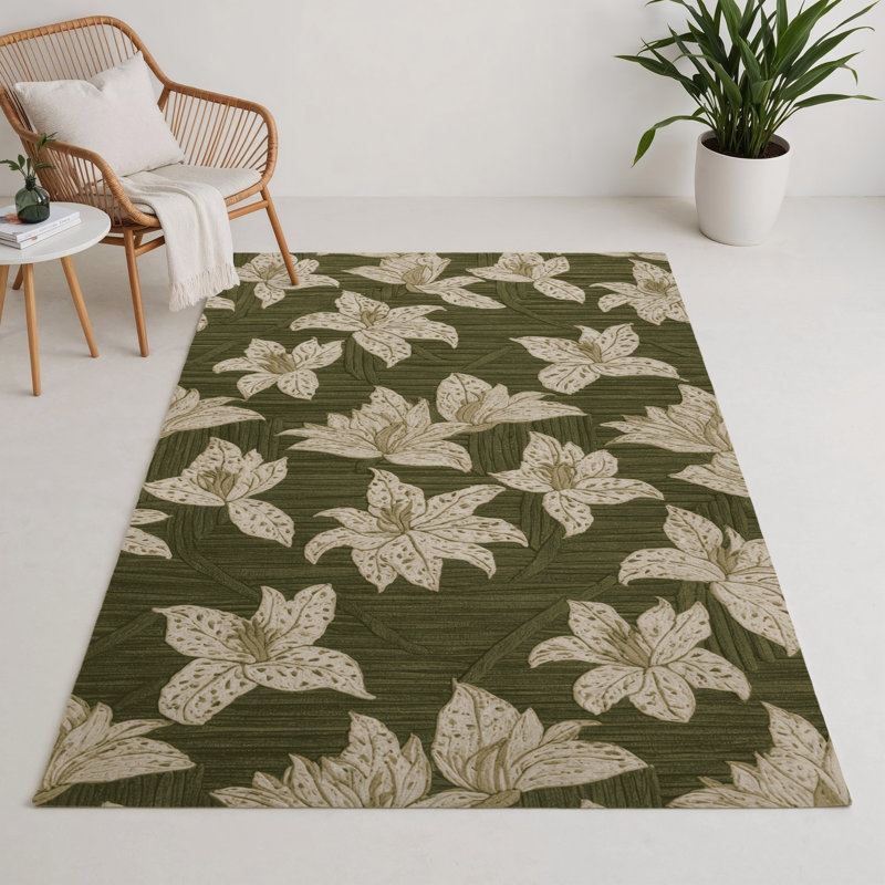 Tapis d'intérieur et d'extérieur brun Botanical, Rectangle 5 pi x 7 pi