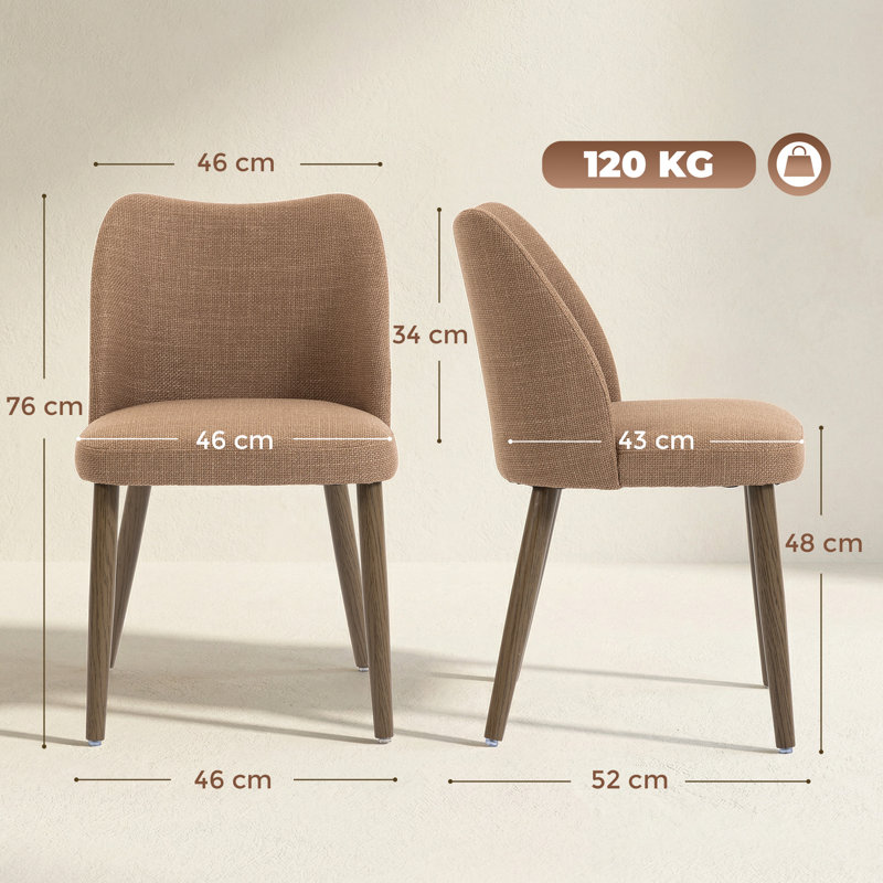 48cm H Polyester Upholstered Side Chair, Brown