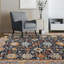 Tapis bleu foncé / orange / bleu clair noué à la main de haute qualité-69598722