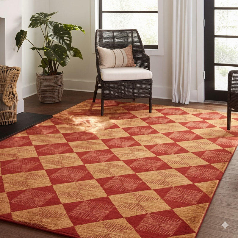 Tapis à motif géométrique moderne en laine noué à la main Coral, 8 pi x 10 pi
