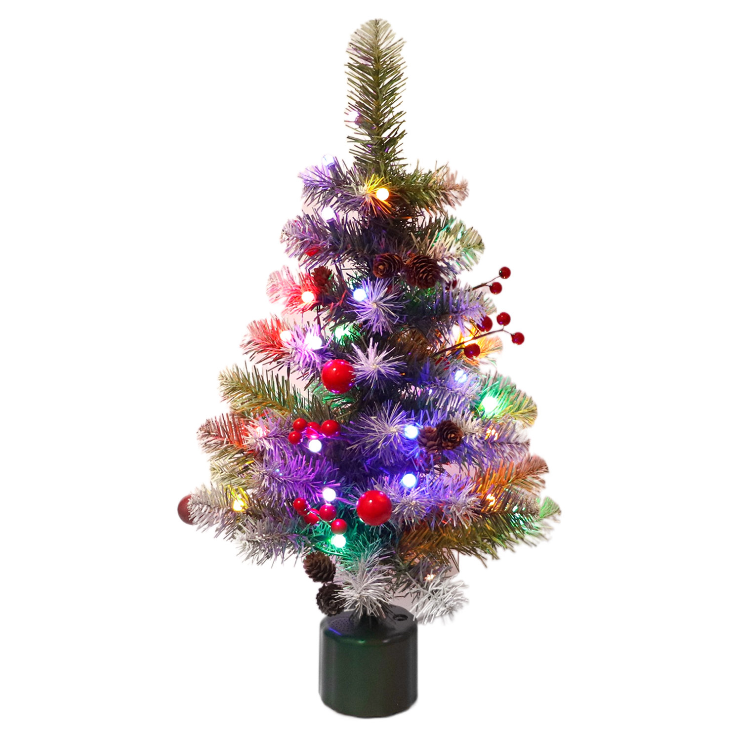 The Holiday Aisle® 2Ft Christmas Tree Rotatable With Colour Lights And ...