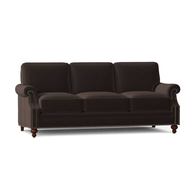 West Sofa, Natural, Mahogany, Aline Fumo Genuine Leather
