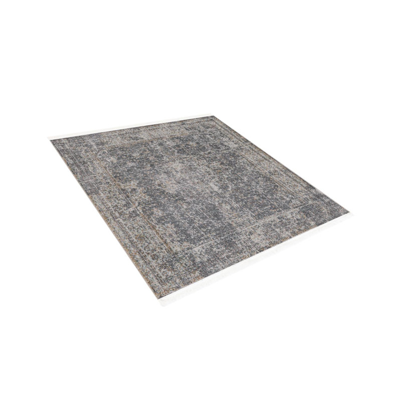 Folmar Oriental Fume Gray Area Rug, Square 4'3"