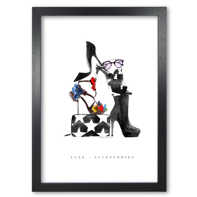 Givenchy Luxe Accessories 1 Piece Wall Art, 59.4 cm H x 42 cm W x 5 cm D, Black Grain