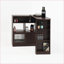 Armoires | Armoire de bar moderne à hauteur de comptoir rotative, 6 espaces de rangement, 2 portes en verre nervuré, brun noyer, pour le salon | Panneau de particules | Cuisine