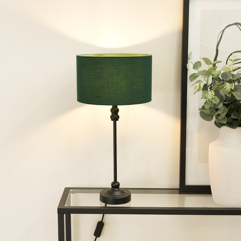Reselva Metal Table Lamp, Black Base/Forest Green Shade