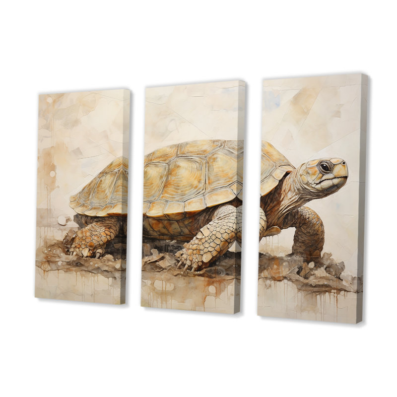 «Minimalisme tortue aventure», ensemble d'art mural animal tortue, H 28 po x l 36 po, Toile tendue