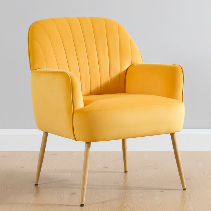 Fauteuil d'appoint en velours, Jaune