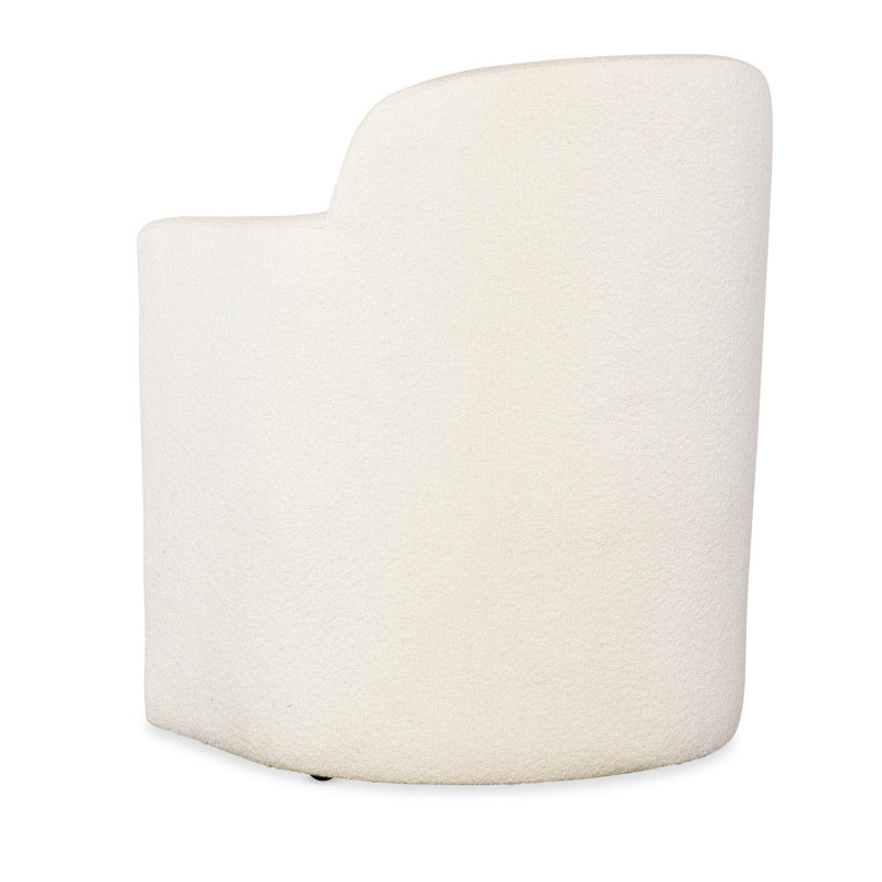 White Barrel-Back Leather Upholstered Armchair
