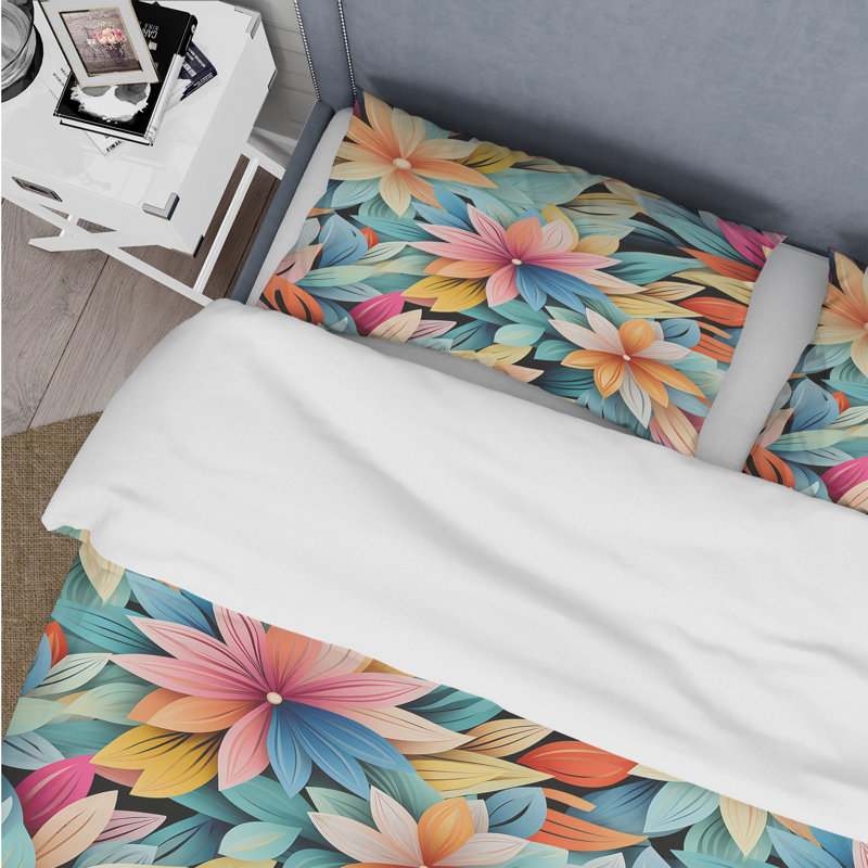 Multicolor Chrysanthemum Mandala Boho Pattern - Ensemble de housse de couette à motif floral
