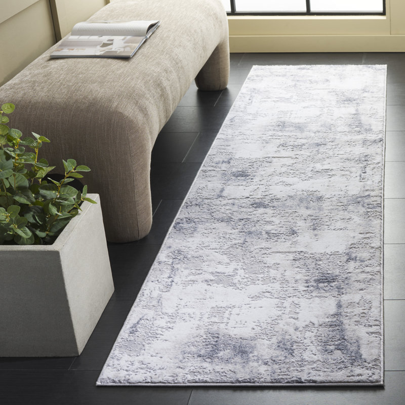 Slate Performance Abstract Rug, Runner 2' x 8'