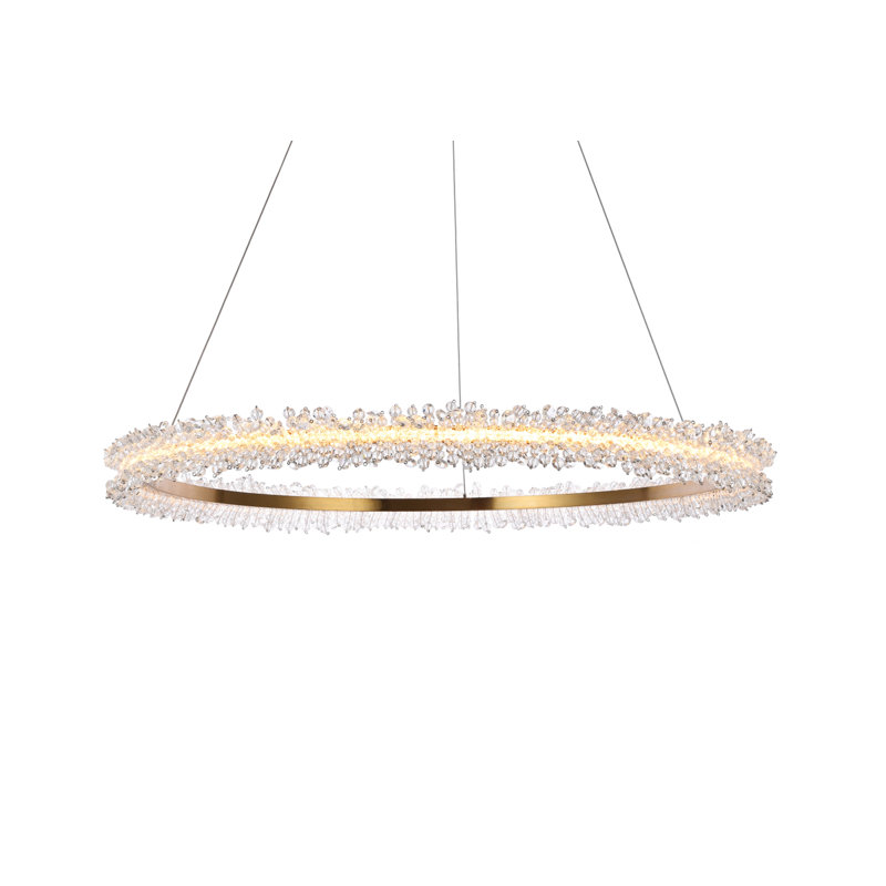 Linke Geometric Pendant with Crystal Accents, 60" H x 33.9" W x 2.8" D, Gold, 34 Lights