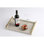 Plateau de service ivoire en cuir chagrin avec poignées dorées, grand plateau décoratif en bois pour table basse de 17,7 po x 11,8 po (ivoire)