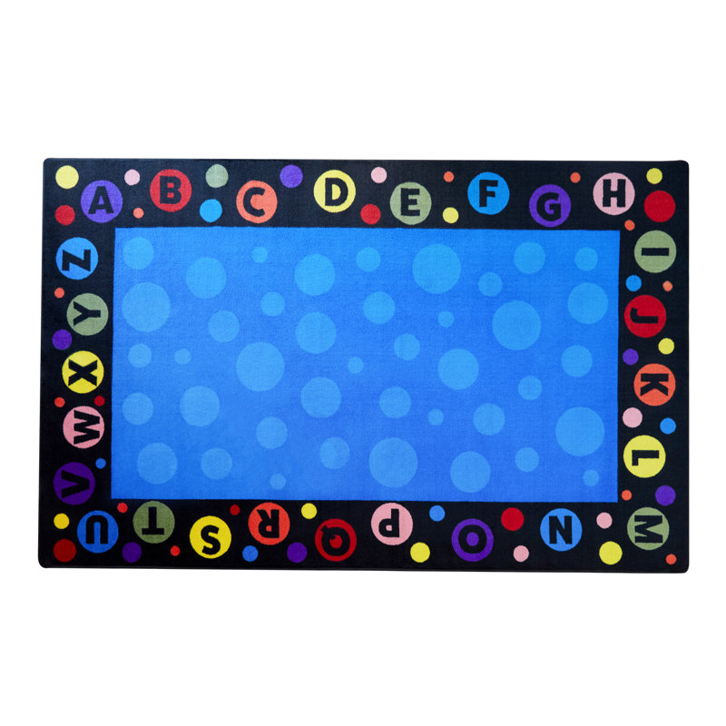 KidCarpet.com Alphabet Bubbles Classroom Rug, 4'x6' Rectangle - Class 1 Fire Rated, Oeko-Tex certified commercial-grade nylon bordered classroom rug - strong, durable edging