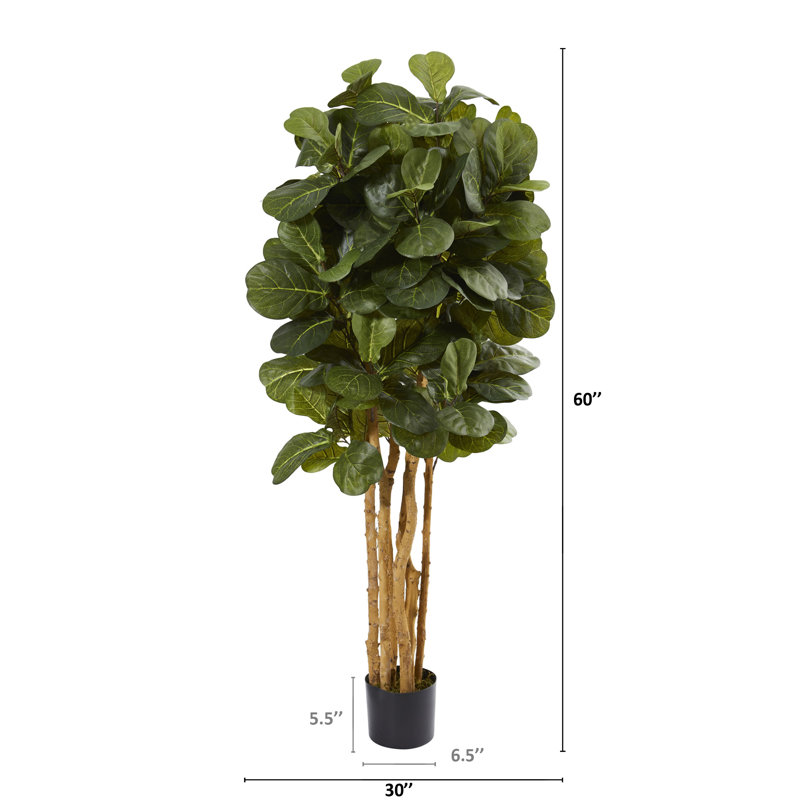 Faux Fiddle Leaf Fig Tree in Pot, 60" H x 30" W x 30" D