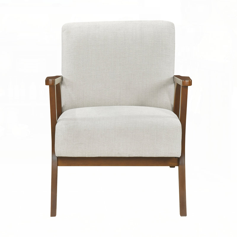 Fauteuil d'appoint contemporain et durable avec revêtement en chenille douce et structure en bois d'hévéa massif pour le salon