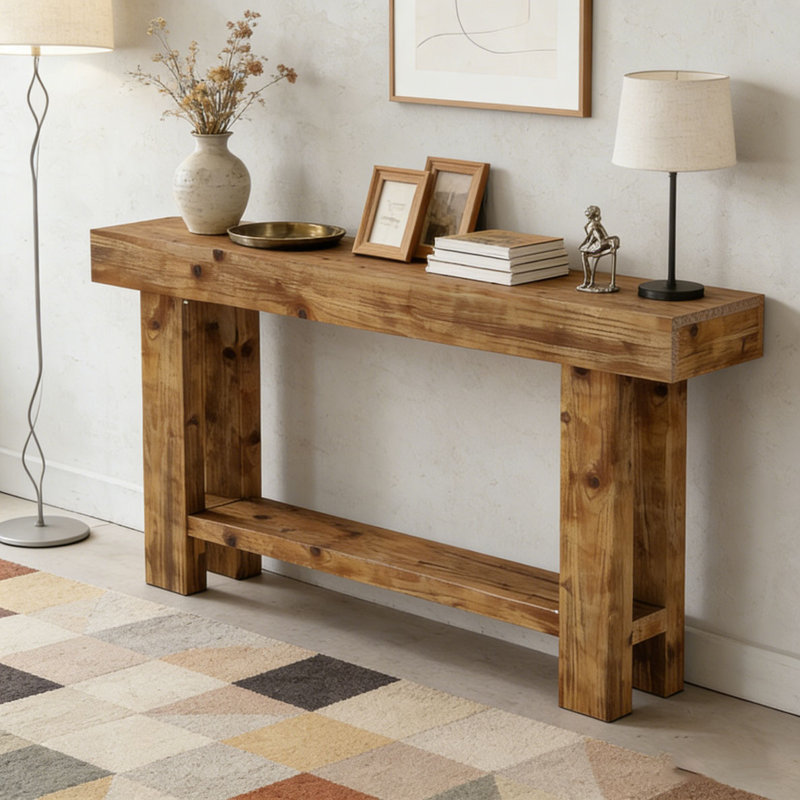63" Solid Wood Console Table