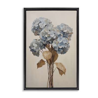 Toile flottante rétro "Blue Hydrangea" par Petals Prints Design
