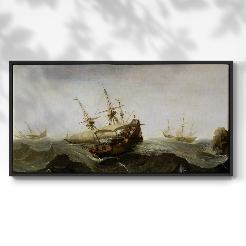 Paysage, série CCX-III, toile tendue avec châssis, prête à être accrochée, H 17 po x l 33 po, Noir