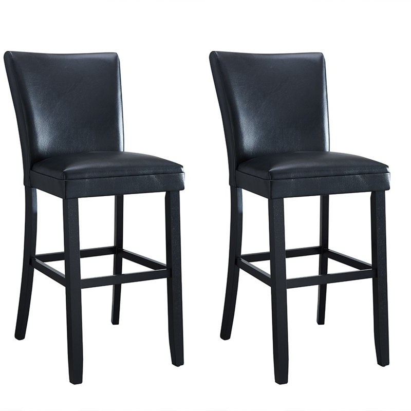 Tabouret de bar moderne en similicuir noir LUMera, Noir, Tabouret de bar (siège d'une hauteur de 31,9 po)