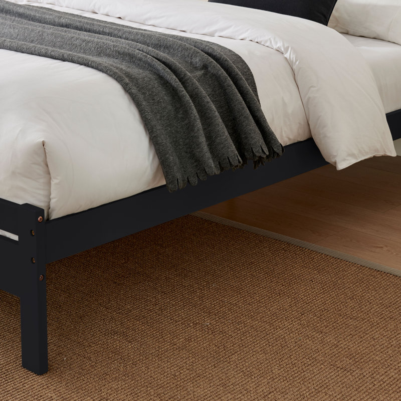 Aichele Solid Wood Bed, Dark Grey, Double (4'6)