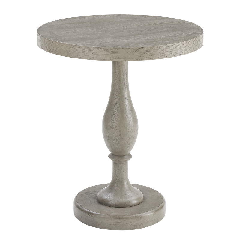  Solmere 22" Round Wood Pedestal End Table, Gray, Gray