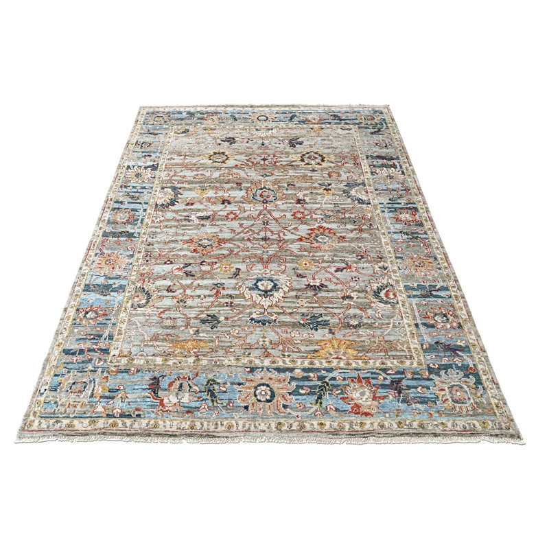 Tapis transitionnel Oushak en laine noué à la main 9 x 11 pi 9 po