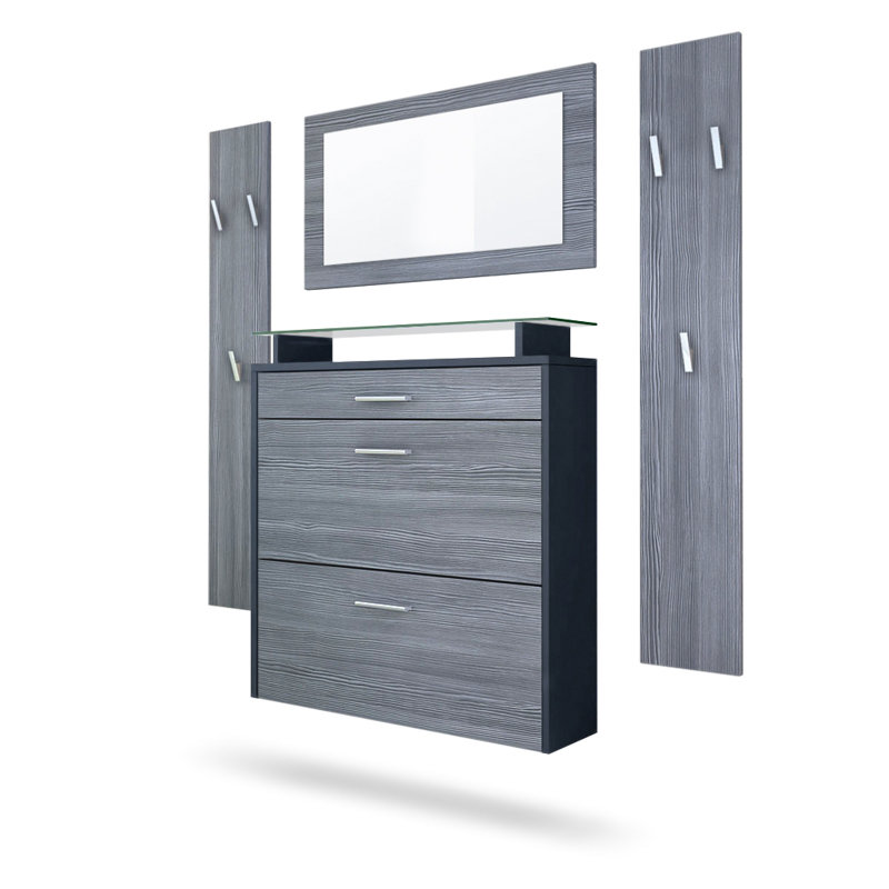 Mccarroll Hall Tree with Shoe Storage, Grey